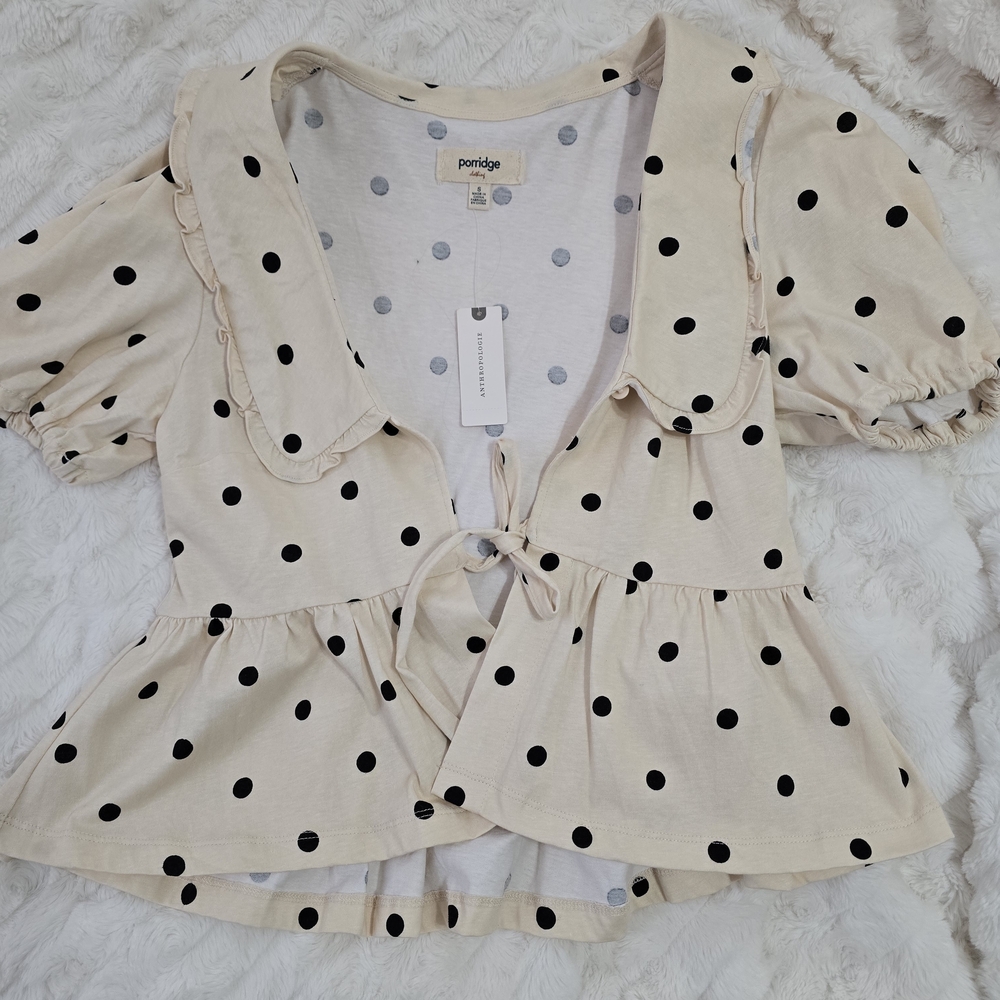 Cream Polka Dot Blouse : Anthropologie - Picture 7 of 12